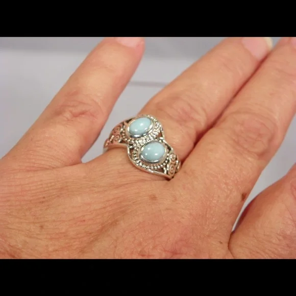 COPY - Beautiful Sterling Silver Dominican Larimar Ring - Picture 3 of 3